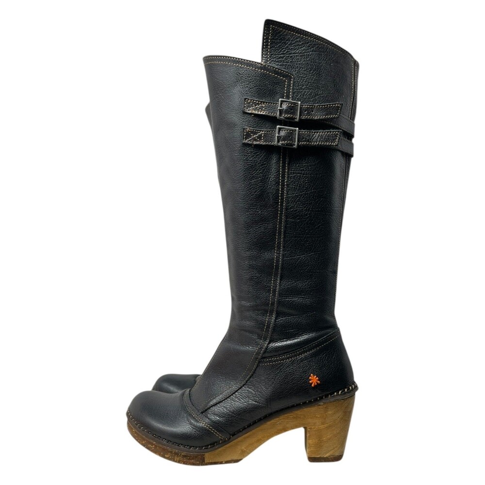 Vtg ART. The Art Company Knee-High Boots Women's Size 10 US 41 EU Black Leather - Picture 2 of 9